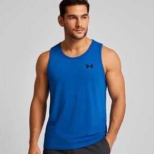 Under Armour Men’s Sleeveless Athletic Shirt Large Blue Workout Training Top